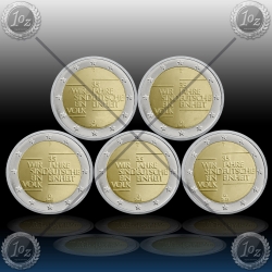 5 x 2 EVRO NEMČIJA (A,D,F,G,J) 2025 "German Unity" UNC